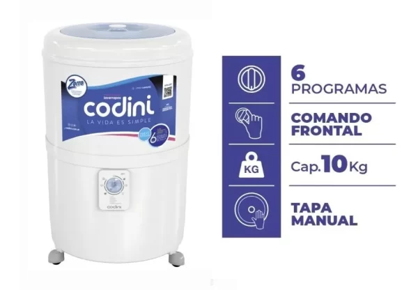 Lavarropas Silent 4051 Est. Comando Frontal 10Kg. Codini - Imagen 2