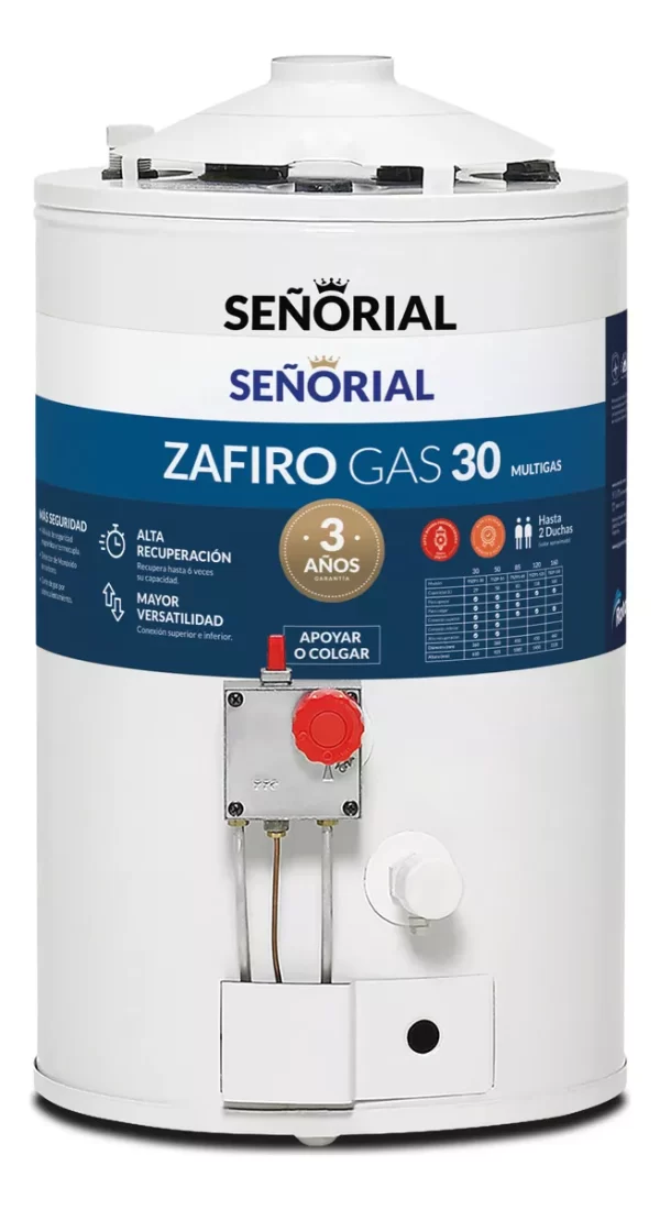 Termotanque 30 Lts Multigas AR Linea Zafiro Señorial