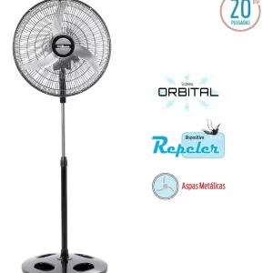 Ventilador Pie 20" Parrilla y Aspas Metal. Liliana
