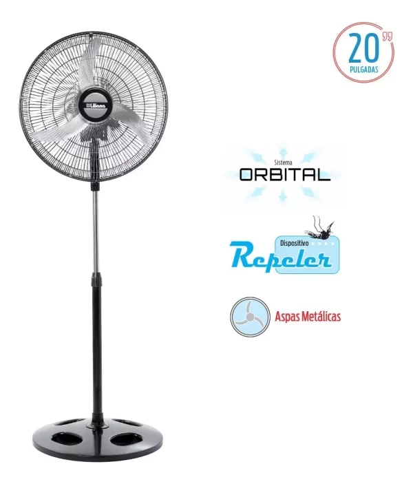 Ventilador Pie 20" Parrilla y Aspas Metal. Liliana