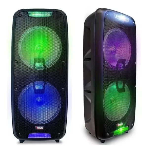 Portable Audio Caja Amplificadora 2x8 bt luces Novik