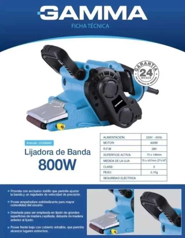 Lijadora de Banda 800W Gamma
