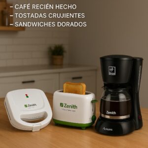 Combo zenith 3 cafetera + tostadora + sandwichera