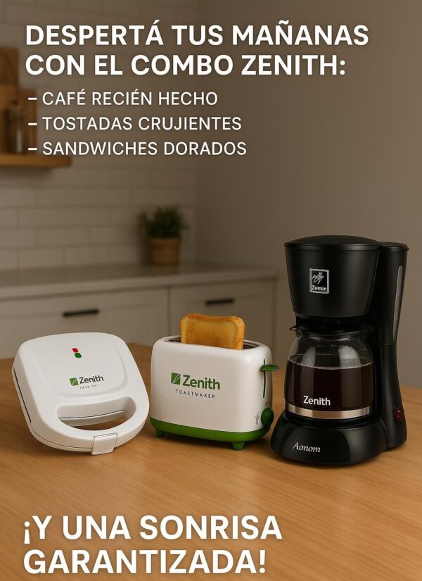 Combo zenith 3 cafetera + tostadora + sandwichera