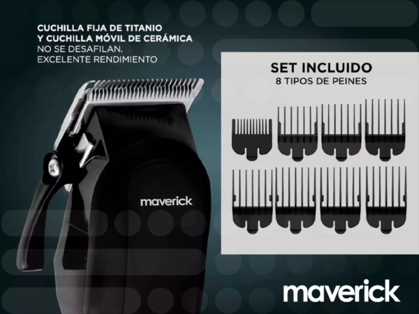Cortadora de Pelo con 8 Peines + Accesorios Mod. S2000 Maverick - Imagen 3