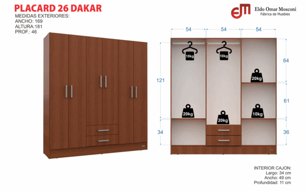 Placard Art. 26 Chocolate/Wengue DAKAR Mosconi - Imagen 2