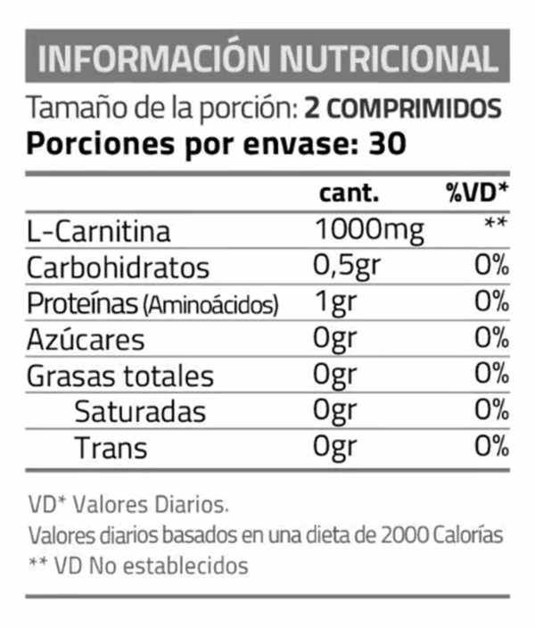 Carnitina L Quemador 60 Compr. STANUT-5512-CARNIT Star Nutrition - Imagen 3